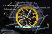 Audemars Piguet Royal Oak Offshore Carbon BumbleBee Chrono Swiss Valjoux 7750 Automatic Carbon Fiber Case with Yellow Arabic Numeral Markers and Black Dial