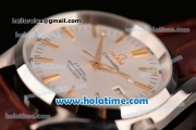 Omega Seamaster Asia 4813 Automatic Steel Case with Silver Dial and Gold Markers-Brown Leather Strap