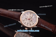 IWC Portuguese Automatic Steel Case with Rose Gold Bezel and White Dial-Brown Leather Strap