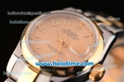 Rolex Datejust Lady Swiss ETA 2671 Automatic Two Tone with Champagne Dial and Arabic Numeral Markers