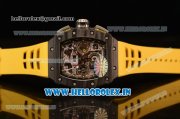 Richard Mille RM11-03 Swiss Valjoux 7750 Automatic Carbon Fiber Case Skeleton Dial With Arabic Numeral Markers Yellow Rubber Strap 1:1 Original(KV)