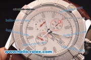 Breitling Super Avenger Chronograph Miyota Quartz Steel Case with White Dial and Brown Leather Strap
