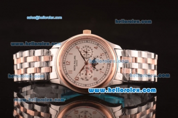 Patek Philippe Calatrava Automatic Steel Case with Rose Gold Bezel and Two Tone Strap