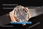 Hublot Big Bang Tutti Japanese Miyota Quartz Rose Gold Case with Black Dial Stick Markers and Black Rubber Strap