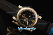 Ferrari Chronograph Quartz Movement Steel Case with Black Dial and Black Rubber Strap-7750 Coating