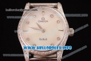 Omega De Ville Prestige Miyota Quartz Stainless Steel Case/Bracelet with White MOP Dial Diamonds Markers