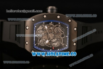 Richard Mille RM 055 Bubba Watson Tourbillon Manual Winding PVD Case with Skeleton Dial Dot Markers and Blue Inner Bezel