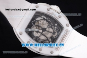 Richard Mille RM 038 Miyota 9015 Automatic Steel Case with Skeleton Dial Dot Markers White Rubber Strap and White Ceramic Bezel