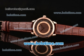 Vacheron Constantin Metiers D Art Miyota OS2035 Quartz Rose Gold Case with Brown Dial and Brown Leather Strap
