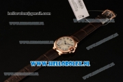 Cartier Ballon Bleu De Medium Swiss ETA 2671 Automatic Rose Gold Case Silver Dial Roman Numeral Markers and Brown Genuine Leather Strap - 1:1 Original