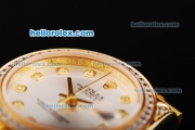 Rolex Datejust Automatic Movement Golden Case and Golden Strap with White Dial and Diamond Markers