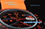 Rolex Stealth Flame Explorer II Bamfor Asia 2813 Automatic PVD Case with Orange Nylon Strap Black Dial Orange Markers