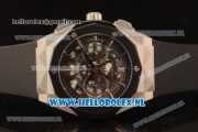 Hublot Classic Fusion Aerofusion Chronograph Orlinski Japanese Miyota OS20 Quartz Steel Case with Black Dial Stick Markers and Black Rubber Strap