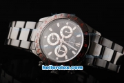 Rolex Daytona Swiss Valjoux 7750 Automatic Movement PVD Case with Black Dial-White Markers and PVD Strap