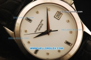 Patek Philippe Calatrava Swiss ETA 2824 Automatic Steel Case with White Dial and Alligator Strap