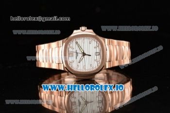 Patek Philippe Nautilus Miyota 9015 Automatic Rose Gold Case White Dial With Stick Markers Rose Gold Bracelet