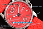 Chopard Mille Miglia Gran Turismo XL Miyota OS2035 Quartz Steel Case with Diamond Bezel and Red Rubber Bracelet