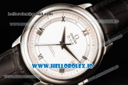Omega De Ville Prestige Co-Axial Clone Omega Calibre 2500 Automatic Movement Steel White Dial and Roman Numeral Markers Leather Strap (YF)