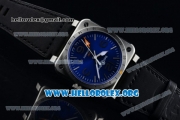 Bell&Ross BR 03-93 GMT Swiss ETA 2836 Automatic Steel Case with Blue Dial Black Leather Strap