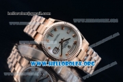 Rolex Day-Date Swiss ETA 2836 Automatic Rose Gold Case with White Dial Diamonds Markers and Rose Gold Bracelet (BP)