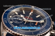 Omega Seamaster Planet Ocean Chrono Swiss Valjoux 7750 Automatic Titanium Case with Blue Dial and Stick Markers (BP)