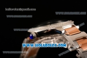 Cartier Rotonde De Miyota Quartz Two Tone Case/Bracelet with Blue Dial and Diamonds Bezel