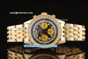 Breitling Navitimer Swiss Valjoux 7750 Automatic Steel Case with Black Dial and Gold Bezel-Two Tone Strap