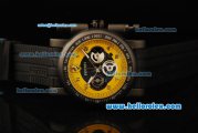 Ferrari Chronograph Quartz Movement 7750 Coating Case with Yellow/Black Dial and Black Rubber Strap