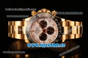 Rolex Daytona Chrono Swiss Valjoux 7750 Automatic Yellow Gold Case/Bracelet with Arabic Numeral Markers Ceramic Bezel and White Dial (BP)