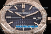 Audemars Piguet Royal Oak 33MM Miyota Quartz Steel Case/Bracelet with Blue Dial Stick Markers and Diamonds Bezel (EF)