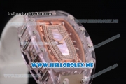 Richard Mille RM 07-02 Miyota 9015 Automatic Pink Sapphire Case with White Rubber Strap and Blue MOP Dial