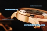 Cartier Calibre Swiss Tourbillon Manual Winding Movement Rose Gold Case with Brown Leather Strap