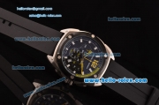 Porsche Design Chrono Miyota OS20 Quartz Stainless Steel Case with Black Rubber Strap Black Dial Yellow Pointer