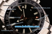 Omega Seamaster Planet Ocean GMT Swiss ETA 2824 Automatic Steel Case/Strap with Black Dial and Stick Markers (BP)