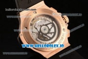 Hublot Aero Bang Chrono Swiss Valjoux 7750 Automatic Rose Gold/PVD Case Black Dial With Stick Markers Black Rubberr Strap