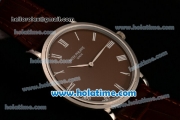 Patek Philippe Calatrava Miyota OS2035 Quartz Steel Case with Roman Numeral Markers and Brown Dial