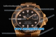 Rolex Submariner Miyota 9015 Automatic Yellow Gold Case/Bracelet with Black Dial and White Dot Markers (BP)