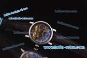 Patek Philippe Skeleton Tourbillon SM Phase Automatic Steel Case Black Leather Strap