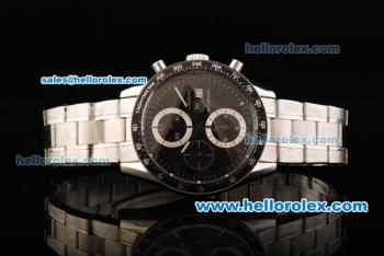 Tag Heuer Carrera Calibre 16 Swiss Valjoux 7750 Automatic Movement Full Steel with Black Dial and Black Bezel 43mm