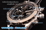 Breitling Chronomat Evolution Chrono Miyota OS10 Quartz Steel Case with Black Dial and Black Leather Strap