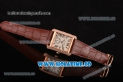 Cartier Tank MC Miyota 9015 Automatic Rose Gold Case with White Dial Roman Numeral Markers and Diamonds Bezel - 1:1 Original