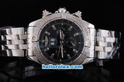 Breitling BlackBird Working Chronograph 7750 Automatic Movement Silver Case with Black Dial and SS Strap Breitling BlackBird Working Chronograph 7750 Automatic Movement Silver Case with Black Dial and SS Strap