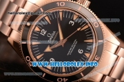 Omega Seamaster 300 Master Co-Axial Clone Omega 8500 Automatic Full Rose Gold with Black Dial and Stick Markers