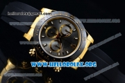 Rolex Daytona Chrono Clone Rolex 4130 Automatic Yellow Gold Case with Grey Dial Ceramic Bezel and Black Rubber Strap (EF)