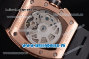 Richard Mille RM011-FM Asia ST25 Automatic Rose Gold Case with Skeleton Dial Rose Gold Bezel and Black Rubber Strap Arabic Numeral Markers