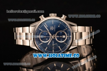 Tag Heuer Carrera Calibre 1887 Chrono Swiss Valjoux 7750 Autoamtic Full Steel with Blue Dial and Stick Markers (ZF)