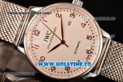 IWC Portugieser Asia 2813 Automatic Full Steel with White Dial and Rose Gold Arabic Numeral Markers