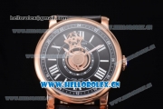 Cartier Rotonde de Cartier Astrotourbillon Asia 2813 Automatic Rose Gold Case with Black Dial Roman Numeral Markers and Black Leather Strap