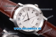 Audemars Piguet Jules Audemars Clone AP Calibre 3120 Automatic Steel Case with White Dial Roman Numeral Markers and Brown Leather Strap - 1:1 Original (EF)