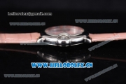Cartier Ballon Bleu Medium Asia Automatic Steel Case with Pink Dial Roman Numeral Markers and Pink Leather Strap (YF)
